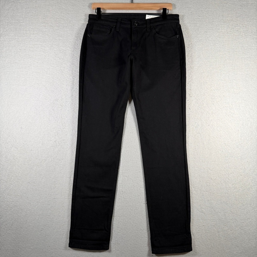Rag & Bone The Dre Low-Rise Slim Boyfriend Jeans Black 26 WDD24F2678FMBL New